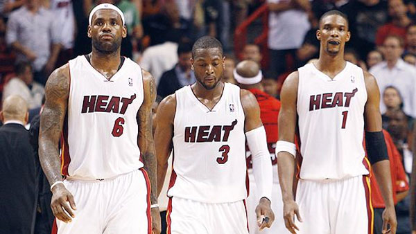The Miami Heat big 3 frustrated with their 4th lossing streak late in the season
